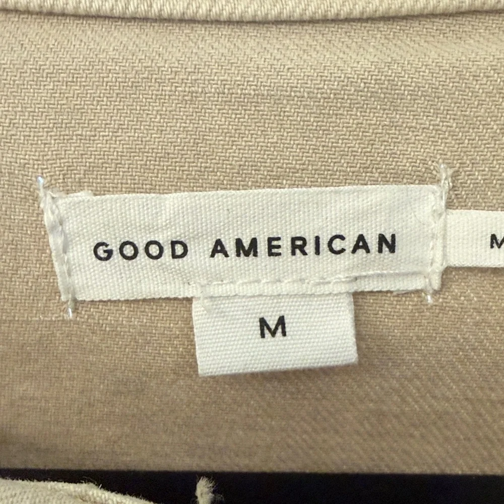 Good American Tan Utility Jean Dress with zip up and buttons. Size Medium - Picture 5 of 11